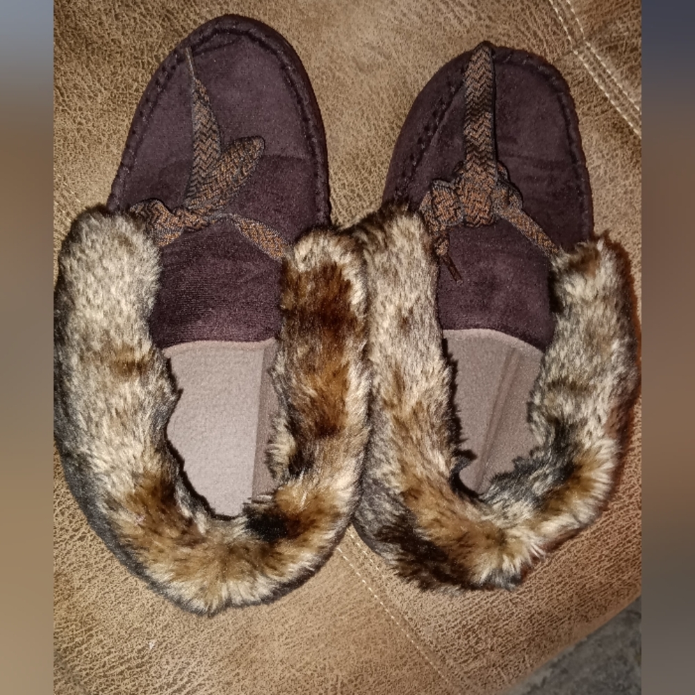 isotoner Brown Faux Fur Slippers